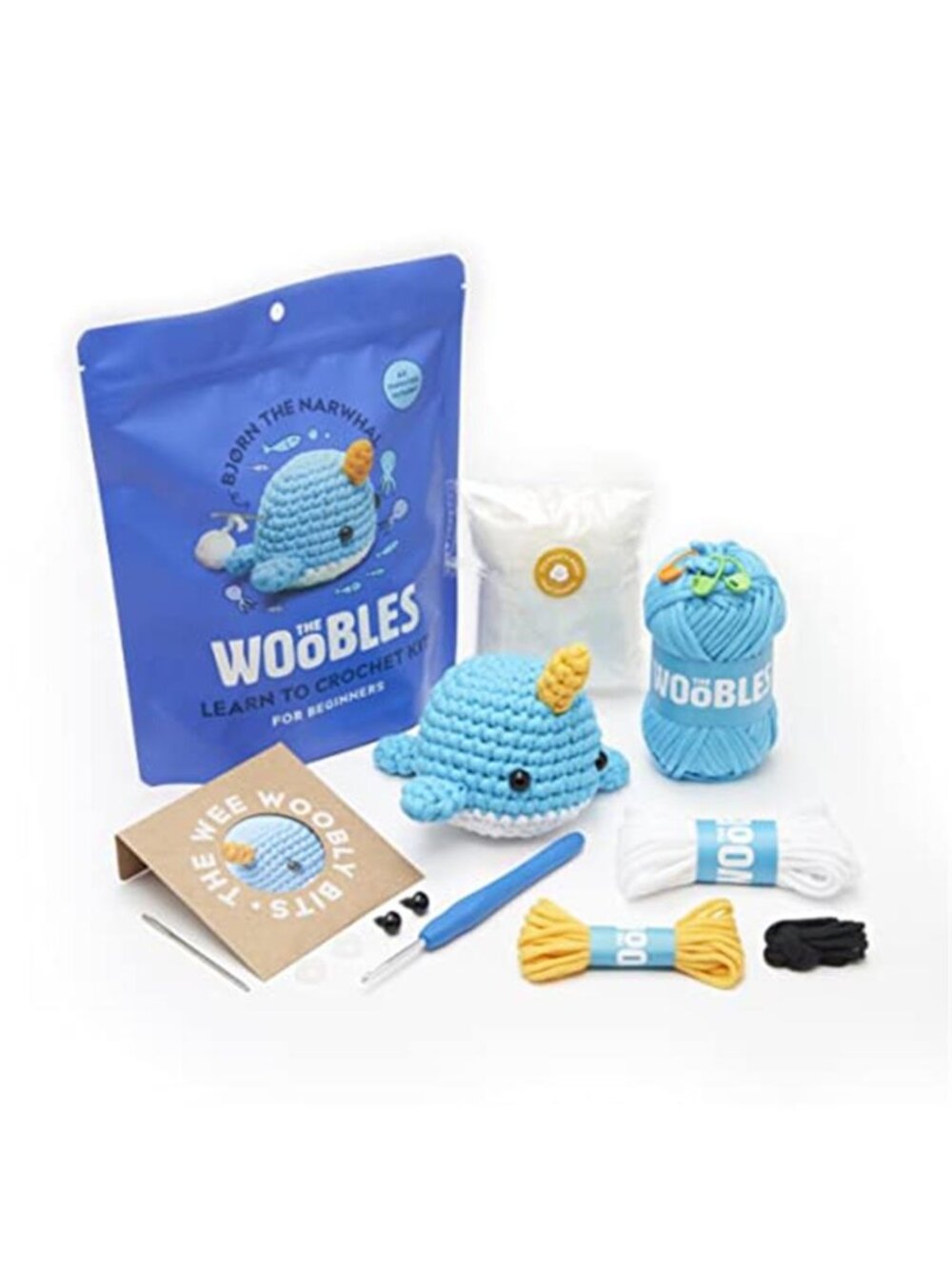 Narwhal Amigurumi Crochet Kit for Beginners Learn to Crochet DIY Yarn Animal Set